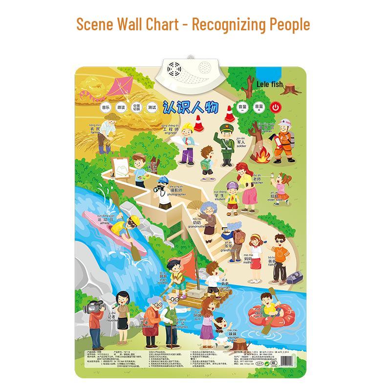 Lelefish Развивающая говорящая и читающая игрушка для малышей: Диаграмма звуков сцены, Пиньинь, Числовая головоломка