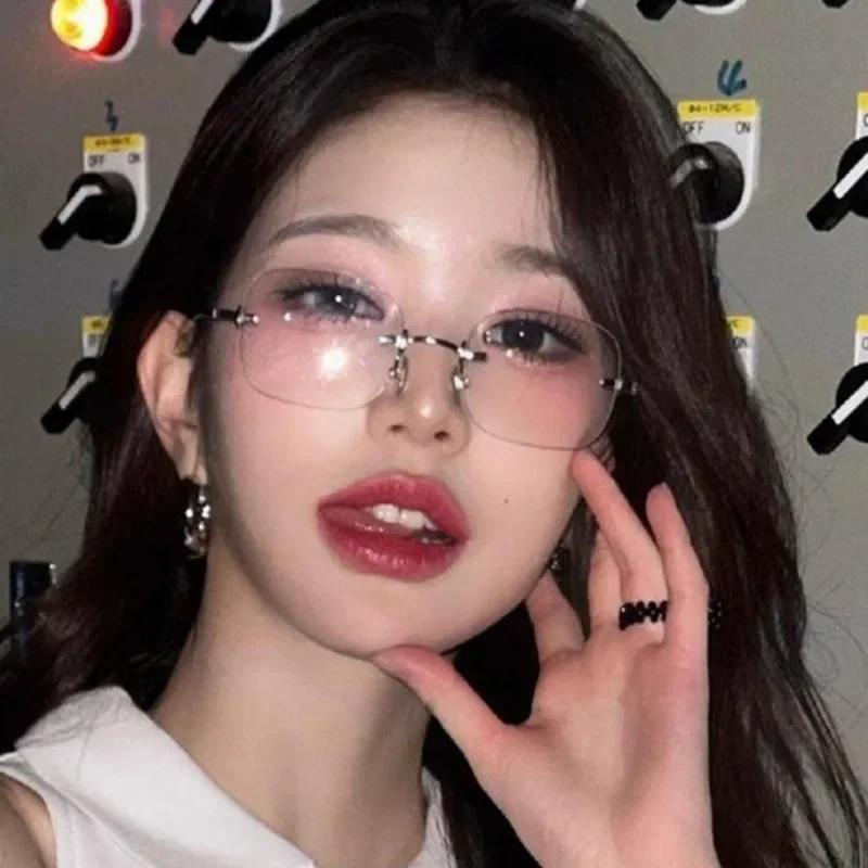 2025 Y2K женские ретро очки с маленькой квадратной оправой для девочек японские очки Harajuku без оправы компьютерные анти-синие очки