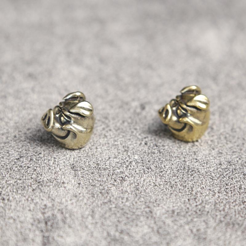 Белый Свинья Латунные Бусины для Ножа Брелок Подвески Винтажный Серебристый Поросенок Зонтичная Веревка DIY Кабан Паракорд Браслет Аксессуары