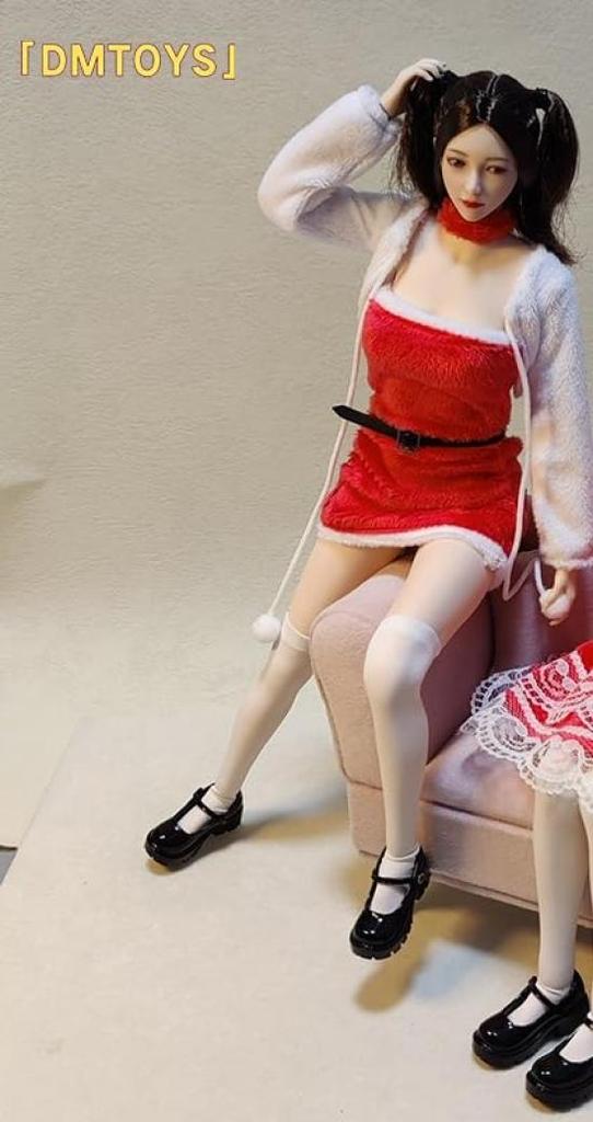 Hobby Toys [TOYBARJAPAN] 16 Scale Figure Compatible with TBLeague Body DMTOYS DF067 Beautiful Woman Christmas Dress and Socks Over Knee Stocking Set