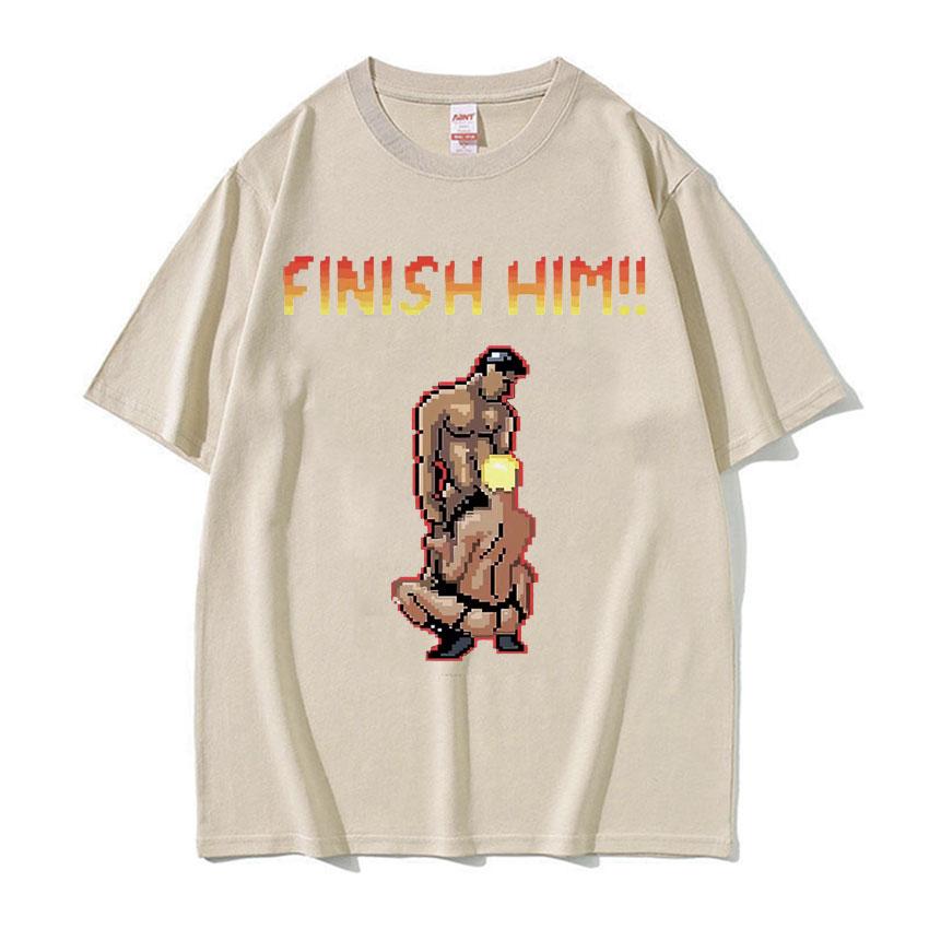 Модная футболка с принтом 'Finish Him Gayming 8bit Gay' для мужчин, готическая одежда, летняя футболка, унисекс, с круглым вырезом, хлопковая футболка, топы