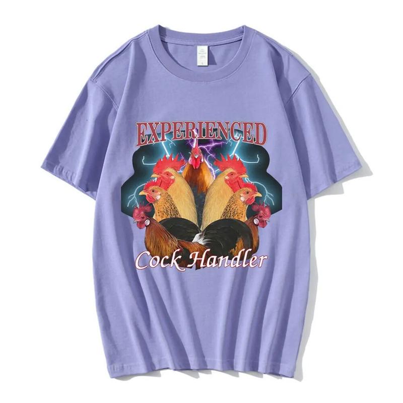 Funny Professional Handler Chicken and Rooster Graphic T Shirt Unisexs Casual Cotton Oversized Tshirts Haruku Streetwear