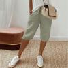 Women's Casual Pockets Elastic Drawstring Casual Pants Leg Drawstring Five Pants Pant