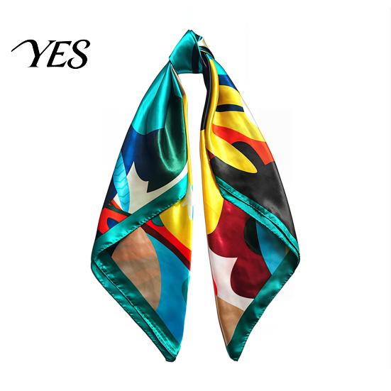 Satin Neck Scarf Large Square Headscarf, Simulated Silk Fabric Scarf, Vibrant Floral Headscarf Print Multi-Purpose Turban Shawl Hair Tie Soft Drape