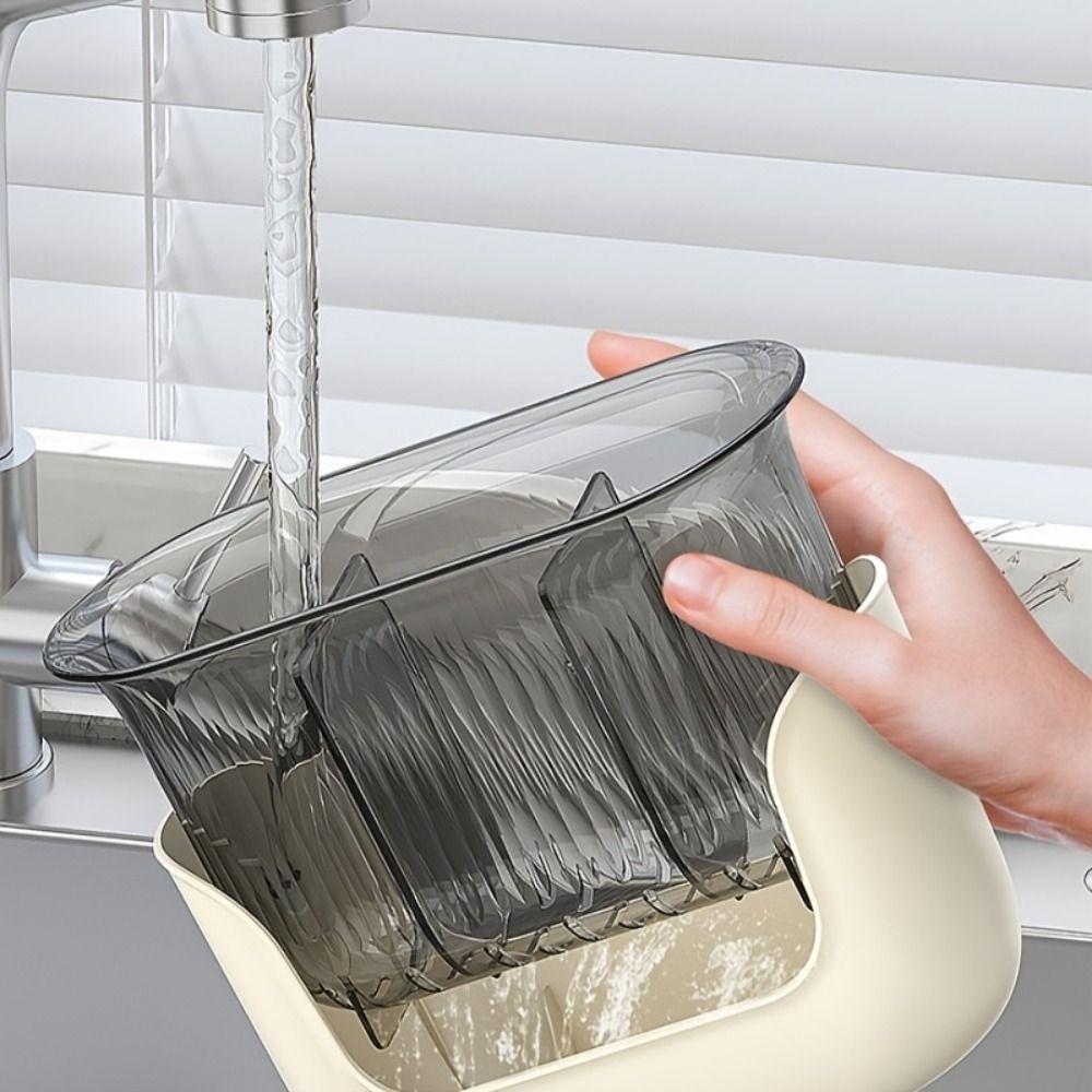 Multifunction Cutlery Drain Rack 3 Grids Utensil Drying Rack Non-toxic Kitchen Utensil Holder Home