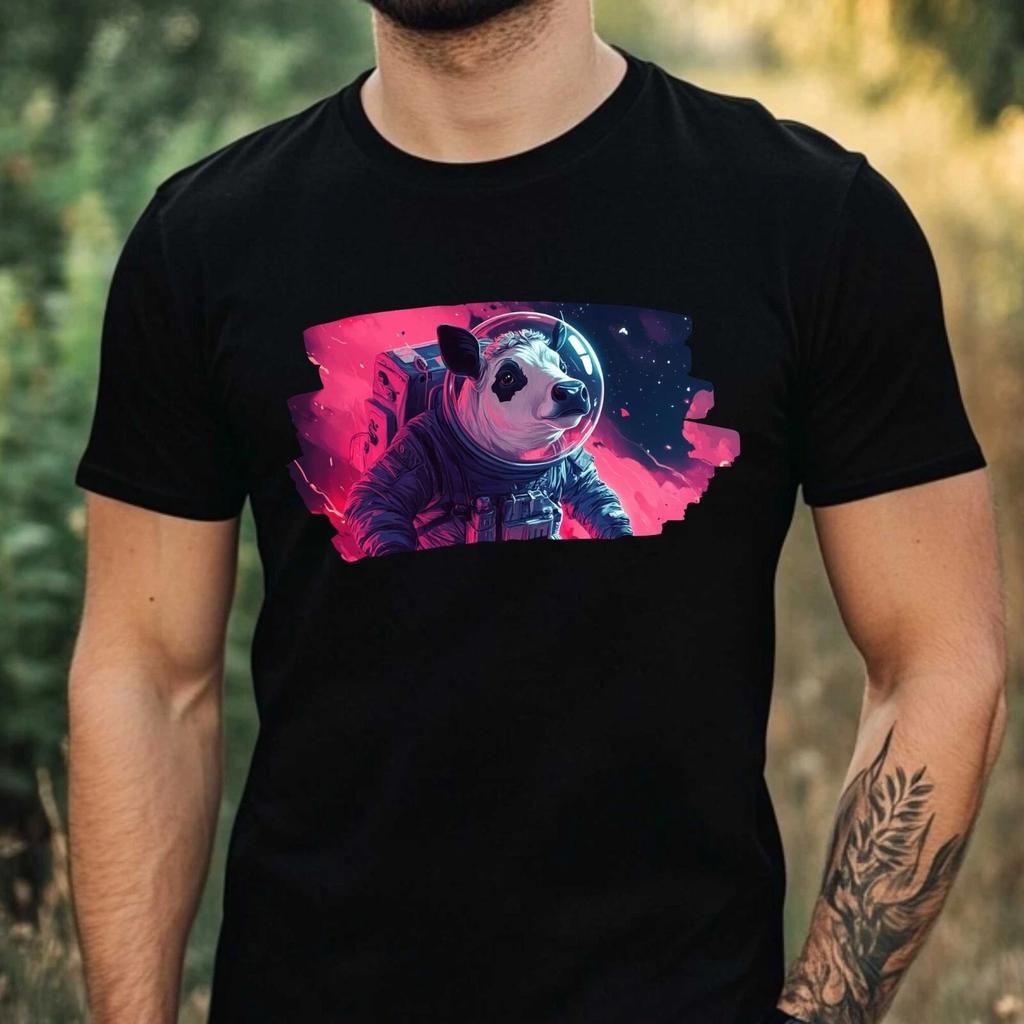 T-Shirt Herren Kuh als Astronaut Motiv Baumwolle Größe XS bis 5XL