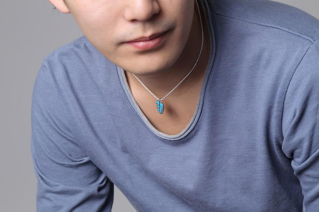 Гавайские украшения ожерелье кулон монстера бирюзовые украшения [LocoMocoAloha] [подлинный]