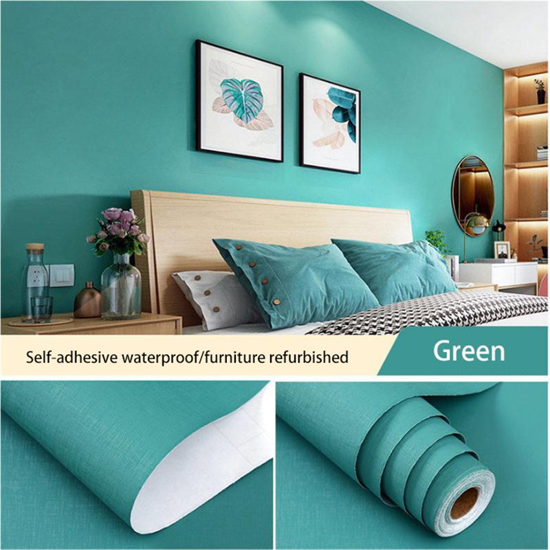 Macaron Solid Color Self-adhesive Wallpaper Stickers Bedroom Living Room Wardrobe Door Decoration Pasted Waterproof Refurbished Wallpaper