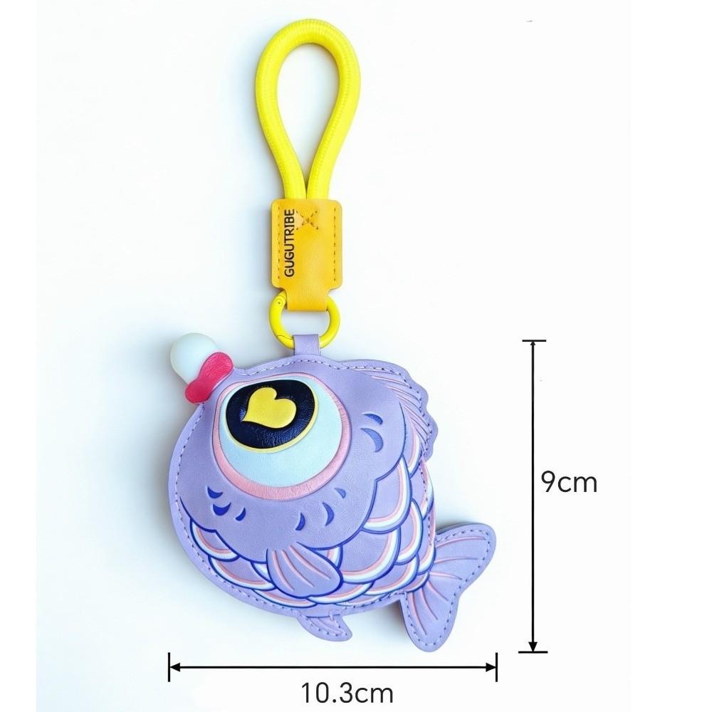 PU Reduce Pressure Keyring Macaron Color Fish Keyring Bubble Blowing Fish Keychain  Car Keyring