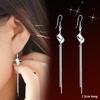 Womens Korean Version Vintage Elegant Fashion Anti-allergy 925 Silver Plated Exaggerated Twisted Tassel Dangle Long Ladies Hook Earrings Jewelry