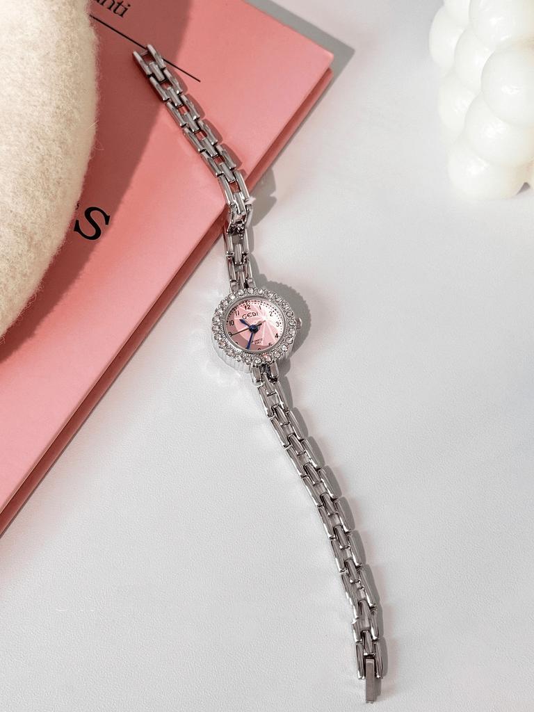 Luxury Elegant Quartz Women Watch Pink Dial Series Stainless Steel Wristwatch Fashion Ladies Wrist Watch Female Clock Gifts