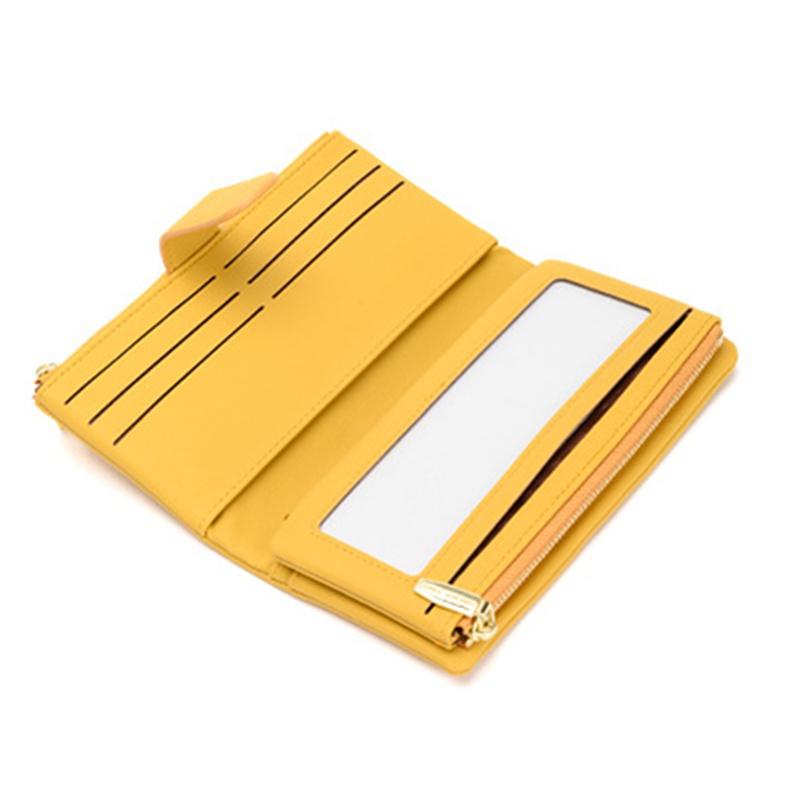 RFID двухслойный женский кожаный длинный кошелек с держателем для карт большой емкости, кошелек-клатч