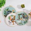 1Pc Quiet Time Home Living Green Plant Coffee Table DIY Embroidery Needlework Bamboo Embroidery Frame English Kit