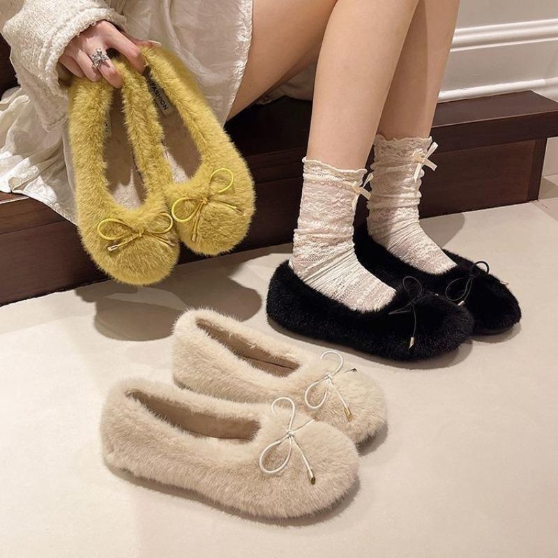 Gentle Women's Autumn and Winter New Soft-soled Cotton Shoes, Flat and Fleece Shoes
