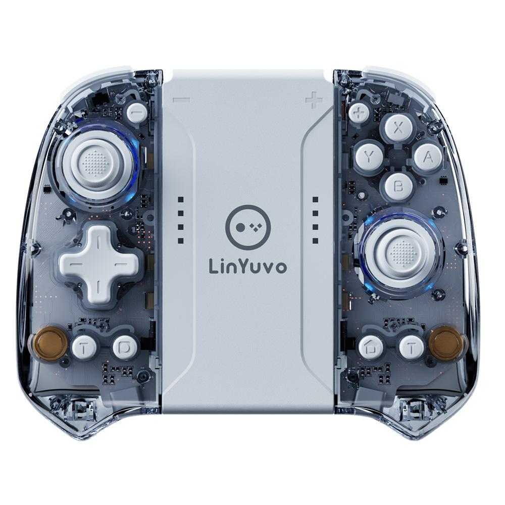 Joint Play Joy-Con Hall Effect Joystick Rapid Fire Seven-Color Light Transparent Motion-Sensing for Game Controller