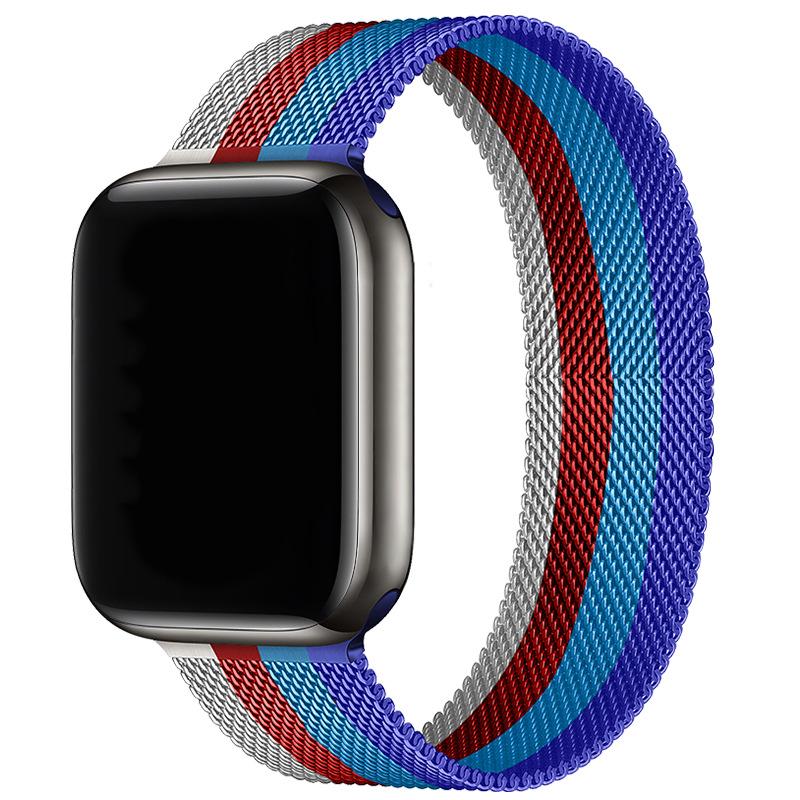 Совместим с Apple Watch S10 Магнитный стальной миланский ремешок для iWatch 5-9 SE.