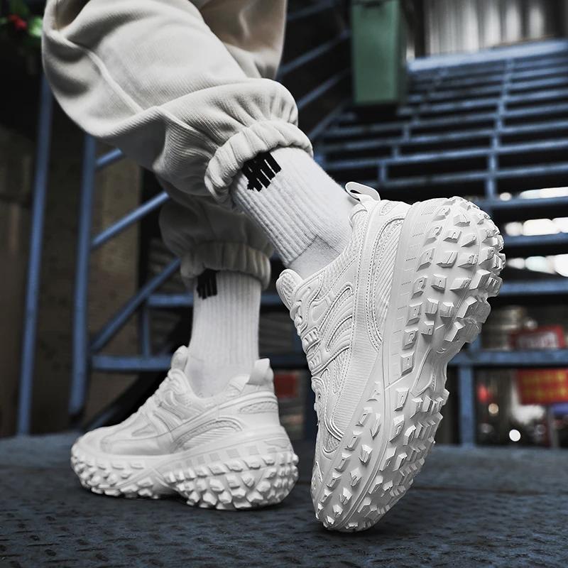 Парные повседневные спортивные туфли на толстой подошве с высокой посадкой, весна/лето, новые прочные и амортизированные кроссовки для бега