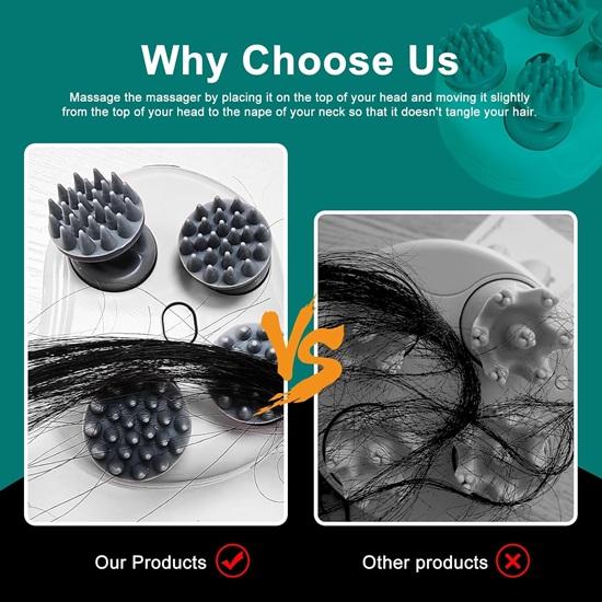 Электрический массажер для головы и кожи головы с передовой терапией красным светом для стимуляции роста и контроля выпадения волос, 3 режима скорости, ручной, массаж тела, глубокая очистка, снятие стресса