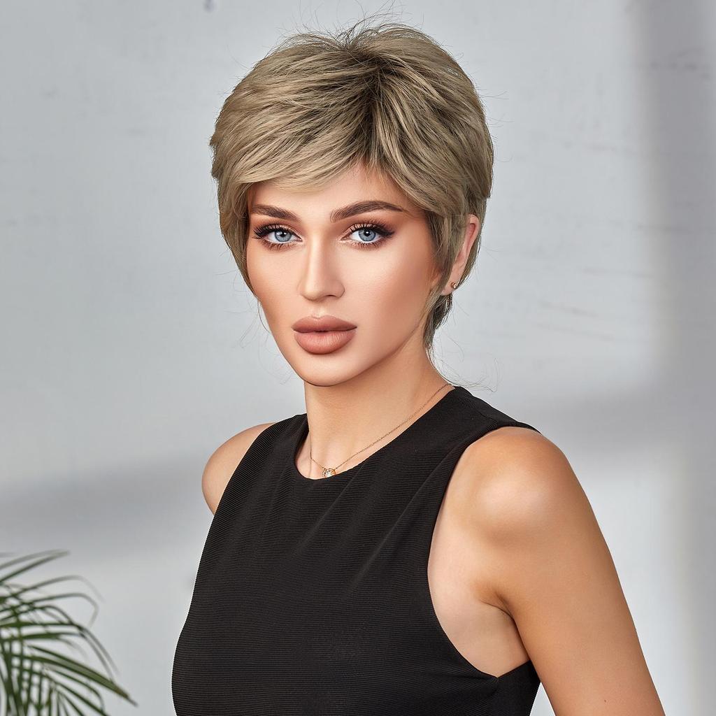 LOUIS Ferre Brown BLONDE Ombre парики с челкой прямой короткий парик BOB для повседневной вечеринки термостойкое волокно высокой плотности