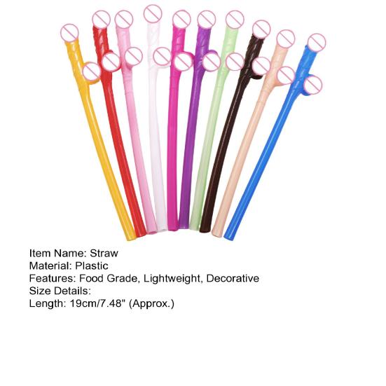 10 шт., соломинки для девичника, одноразовые, реалистичные, безопасные, пищевой, декор для ночного бара, пластиковые многоцветные соломинки для пениса, обнаженного члена