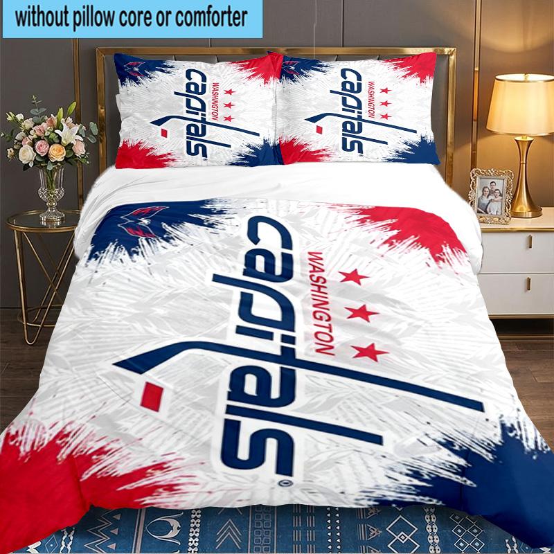 Capitals ice hockey 3PCS Bedding set,Ideal for 1pc Duvet Cover And 2pcs Pillowcases Perfect for Fan gift,Ideal for Bedroom, Dormitory