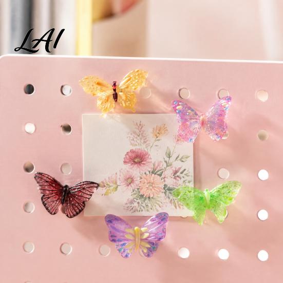 Office Memo Holders 5Pcs 3D Butterfly Refrigerator Magnet Inspired Kitchen Whiteboard Resin Decorative Magnets Magnetic Decor for Photos Notes