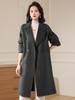 Women's Extra-Long Double-Sided Wool Cashmere Coat with Suit Collar - Light Luxury & Professional Commute Fashion