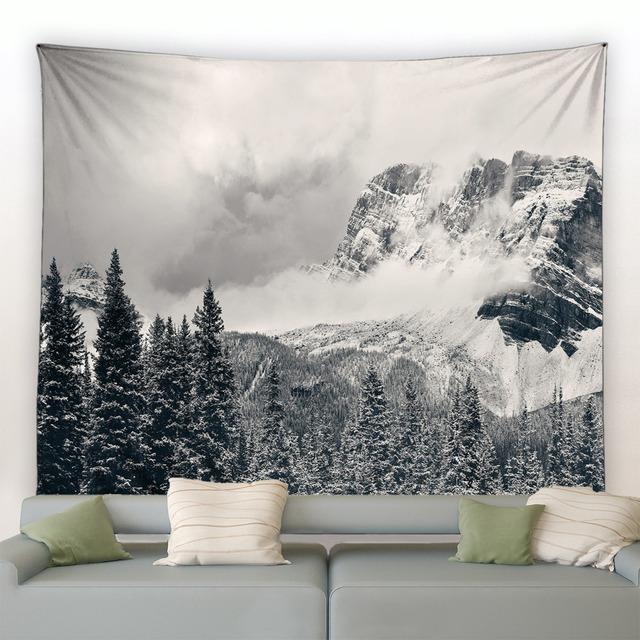 Рождественский гобелен на стене, природный белый лес, снежный настенный большой гобелен для вечеринки, гостиной, спальни, общежития, домашний декор