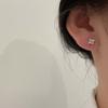 S925 Plated Silver Stud Personality Zircon Four-leaf Clover Stud Feminine Temperament Simple Everything with Lucky Grass Drop Girl Earrings Tide