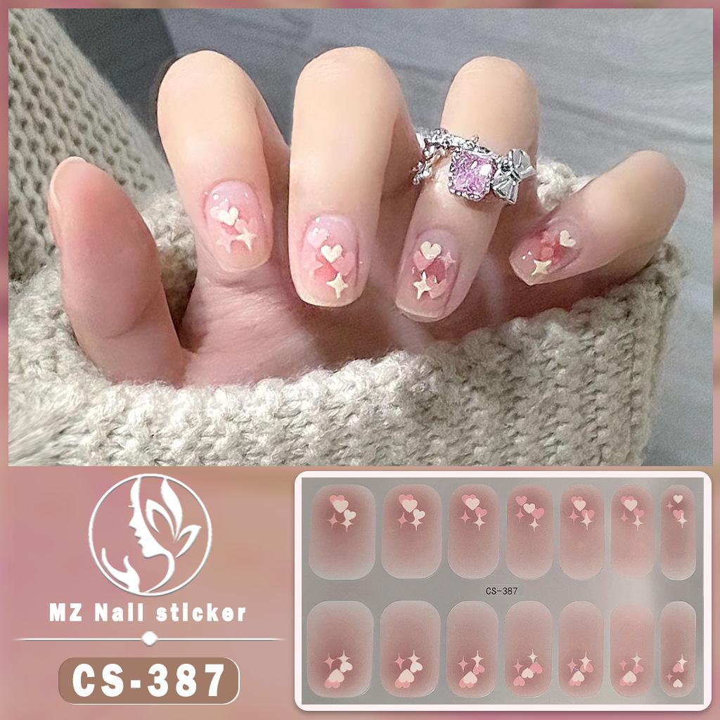 CS Waterproof No-Cure Gel Nail Wraps, Full Cover Chinese Style Panda Pattern Nail Stickers, Nail Patch Films