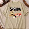New Summer Sushi Dog Tshirt Retro Unisex And Unisex Couples Short Sleeve Loose Tshirt Funny Cartoon Dog Sushi Lover Cute Tshirt
