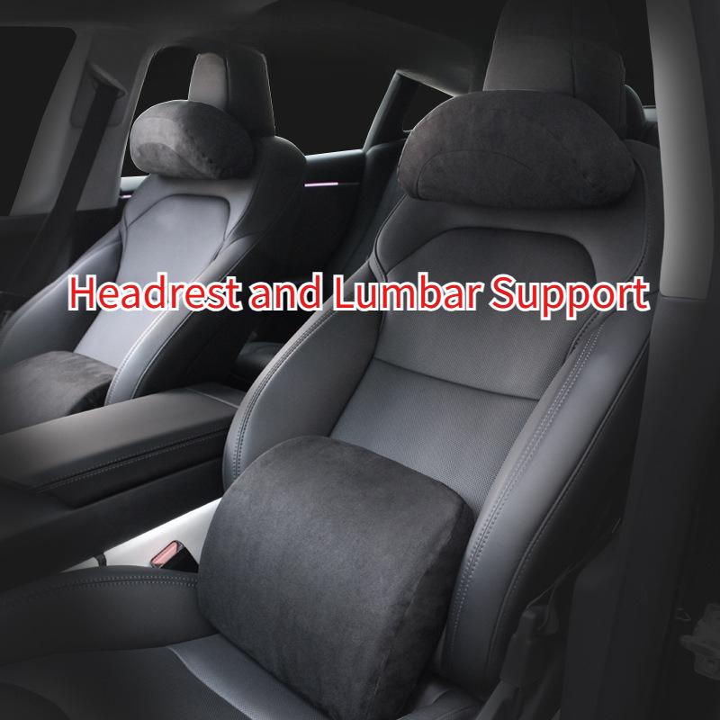 For Tesla Model 3 Model Y Neck Pillow Memory Cotton Protective Lumbar Support Backrest Relieves Pressure Car Headrest Assesories