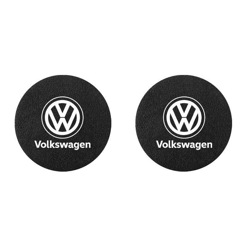2pcs Car Cup Holder Insert Pad Emblem Coaster Anti-Slip Mat For VW Golf Tiguan T-Roc Polo Passat ID.4 T-Cross ID.3 Taigo ID.7 zj6
