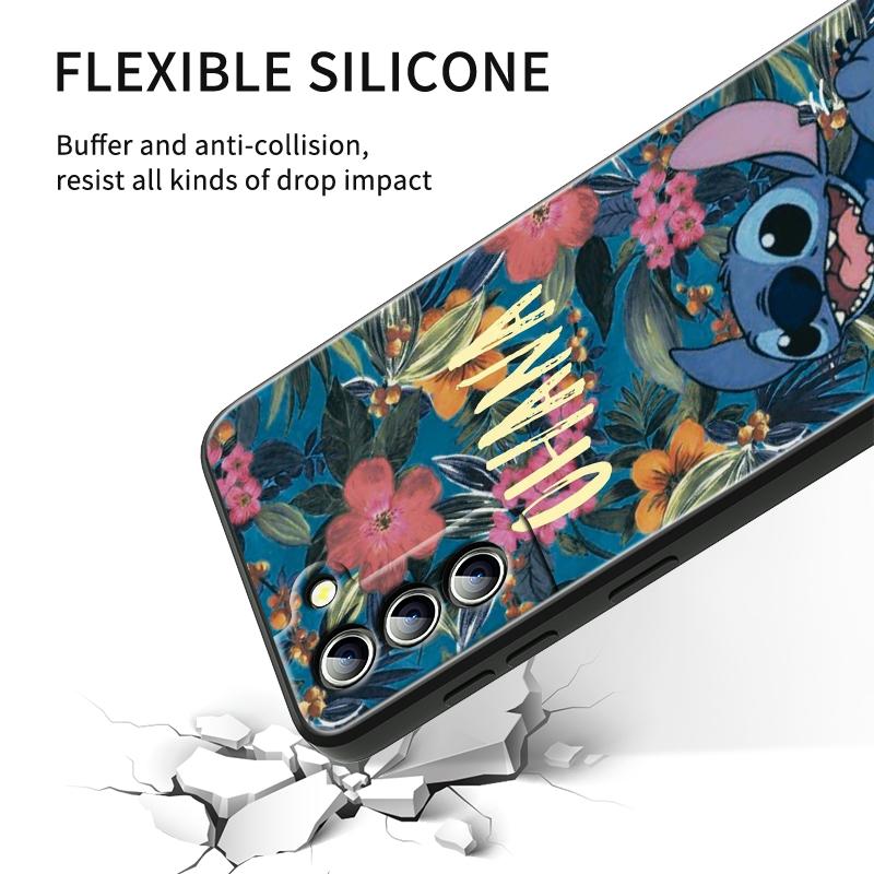 Чехол для телефона Stitch Cartoon Cute для Samsung Galaxy S24 S23 S22 S21 S20 FE S10 S10E Plus Ultra Pro Lite 5G Black TPU
