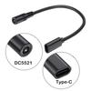Кабель-адаптер 9,8 дюйма Type C Female на 5,5 ммx2,1 мм Female/Male, USB C на DC5521, Линия конвертера шнура питания