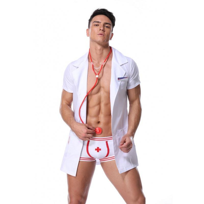 Сексуальное мужское нижнее белье Мужские эротические костюмы Униформа для ролевых игр доктора Порнокостюмы Наряд для ночного клуба Муж Ланжери для свиданий Экзотический набор