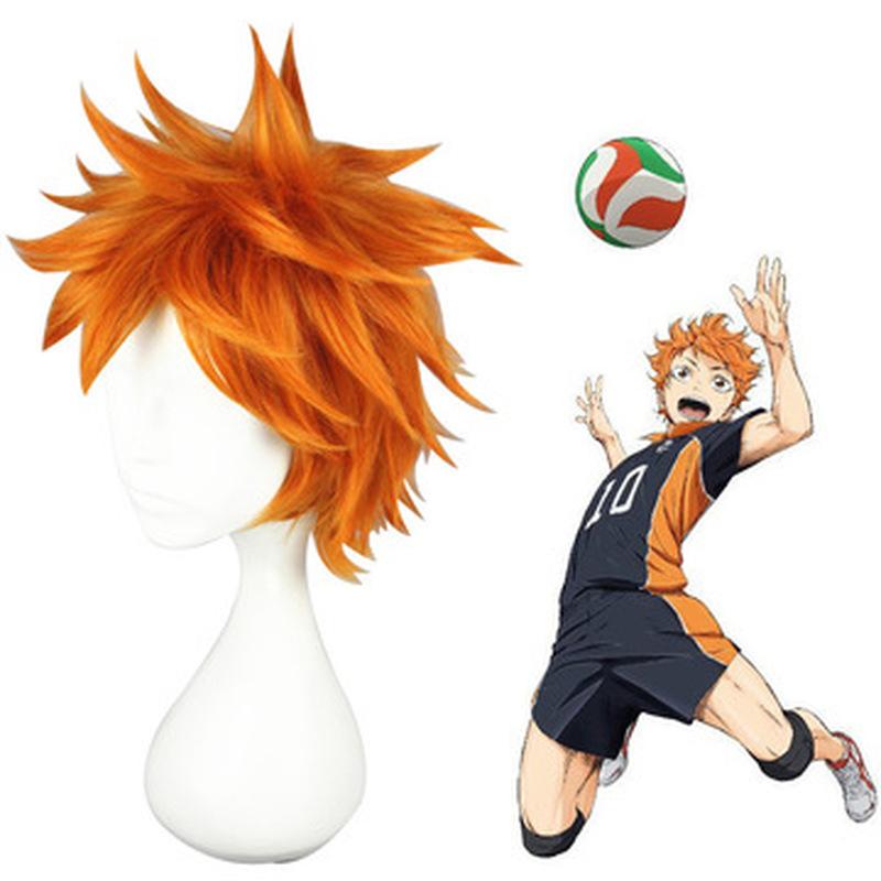 Хайкюу!! Hinata Syouyou Косплей Парик Короткие Оранжевые Пушистые Многослойные Парики Для Косплея Термостойкие Синтетические Волосы Аниме Парик + Кепка Для Парика