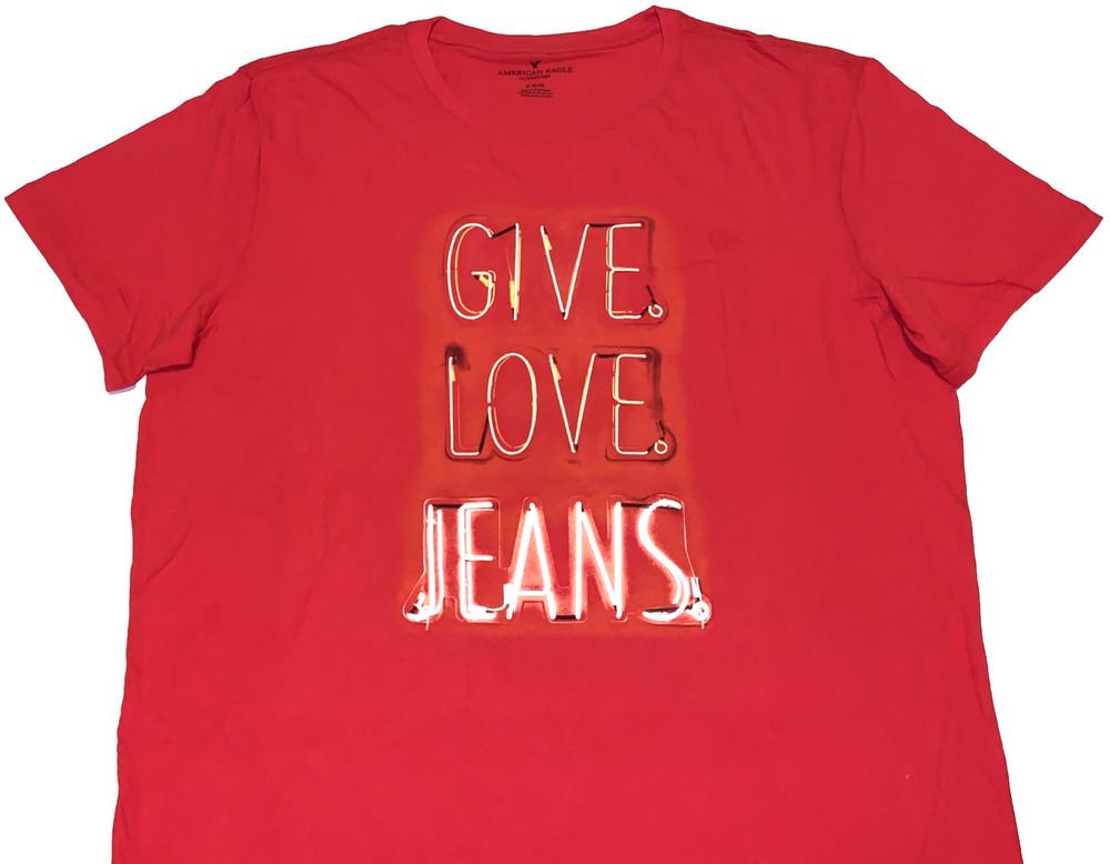 Rare! Vintage American Eagle Outfitters Jeans Give Love Promo T-Shirt New! XL Unisex T-Shirt