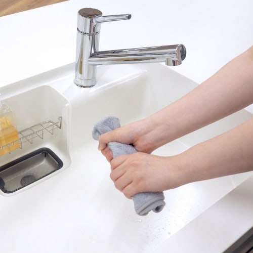 Towa Sangyo RAKUSOJI Kitchen Draining Mat, Absorbent, Extra Thick Microfiber, Approx. 30 x 40 cm, Can Also Be Used as a Dishcloth, Washable, Gray, 1 P