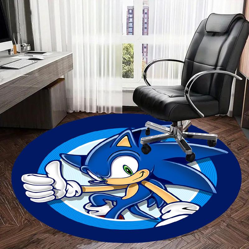 1pc Sonic the Hedgehog Round carpet, Made of Polyester,Perfect for Decorating Office Chairs, Living Rooms fplt081