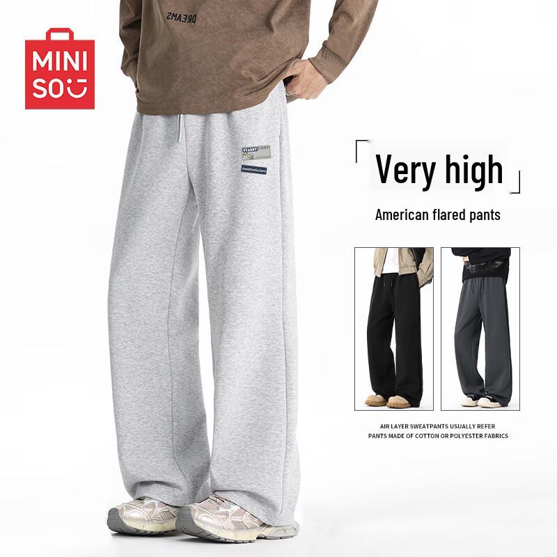 MINISO Мужские расклешенные повседневные спортивные штаны в американском уличном стиле