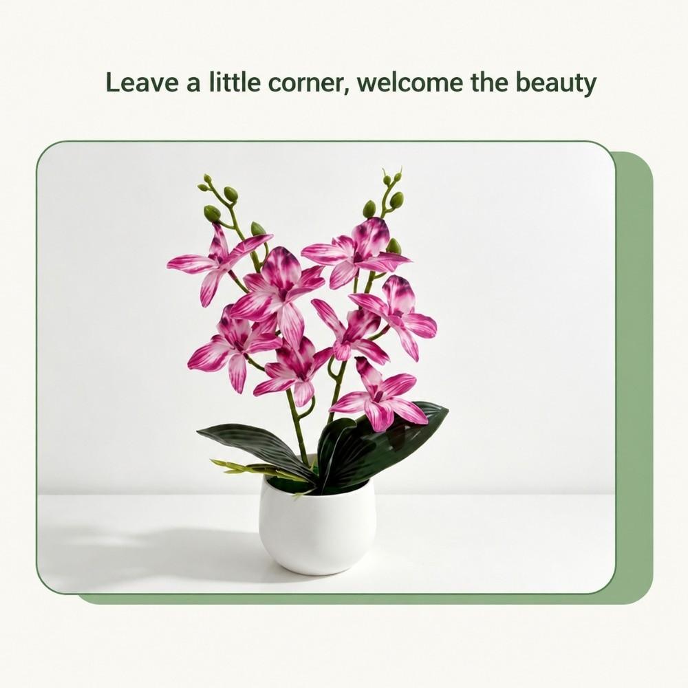 Multicolor Artificial Orchid Flower Silk Petals Simulated Orchid Plant Office Hotel