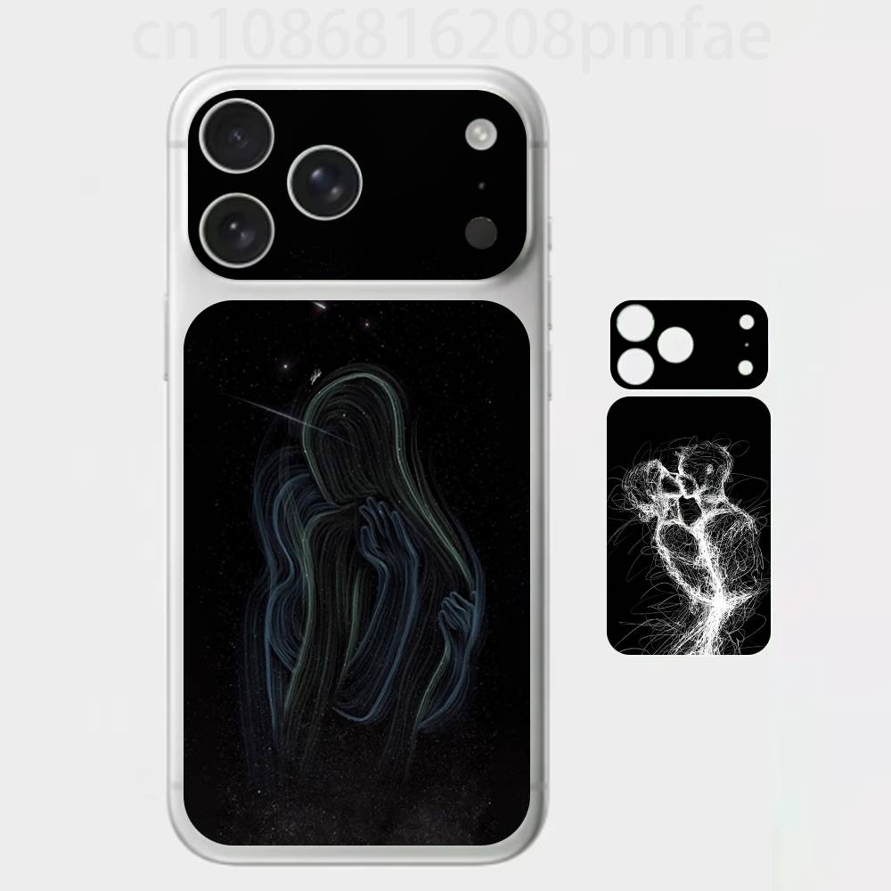 Художественная Линия Объятия Премиальная Наклейка-Обертка для iPhone 17 Pro/Max, Задняя Рамка Защитная Наклейка для Камеры (Не чехол)
