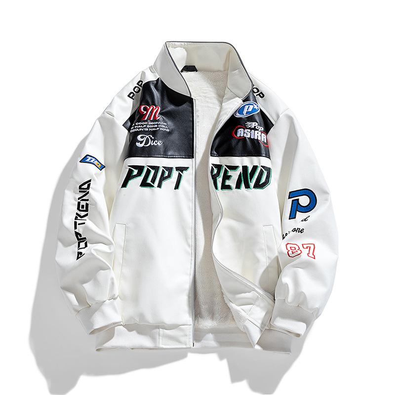 PU Leather Men's Jacket Autumn New Stand-up Collar Motorcycle Jacket Long-sleeved Trendy Niche Color-blocked Jacket