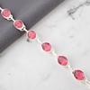 Pink Tourmaline Gemstone 925 Sterling Silver Jewelry Handmade Gift Bracelet 8" RB-10-5