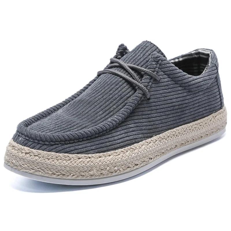 Модная мужская повседневная обувь 2024 года, новые дышащие парусиновые мокасины для мужчин, универсальные удобные мужские туфли для вождения и ходьбы