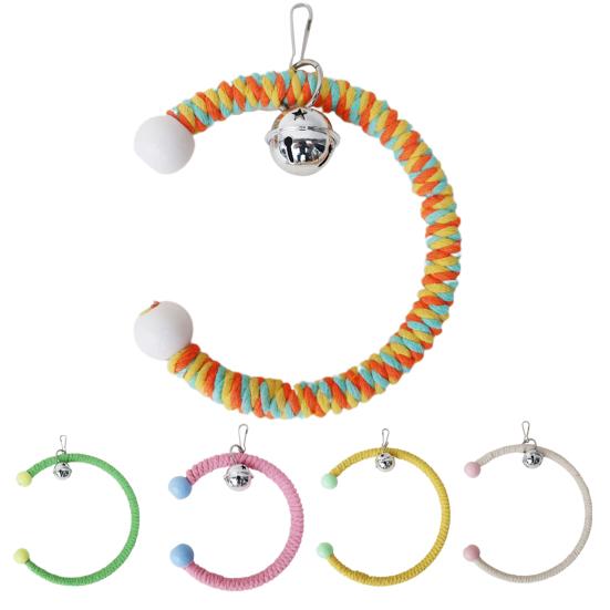 Игрушка-качалка с попугаем и игрушками для скалолазания, красочная хлопчатобумажная веревка, подвесная плетеная птица