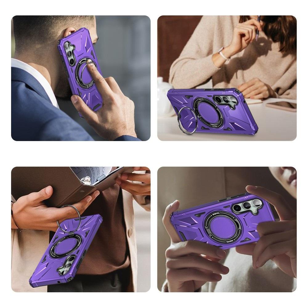 Case for Samsung Galaxy A15 5G, armored for MagSafe with stand, purple + 9H glass