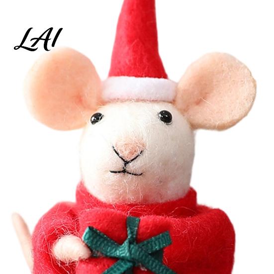 Lightweight Felt Animal Ornaments Mouse Christmas Mice Hanging Wool Ornament Handmade Decoration Cute Needle Festive