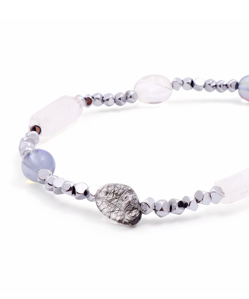 Браслет Polalita Lunar Blue Glow & White Stone Mix (Plt-Br-102_Sv)